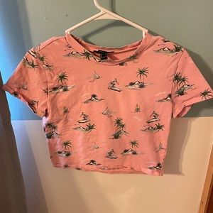 Pink beach theme crop top